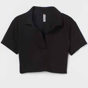 Collared Black Crop Top from H&M Size M